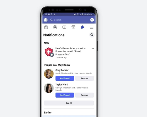 Facebook Preventive Health app