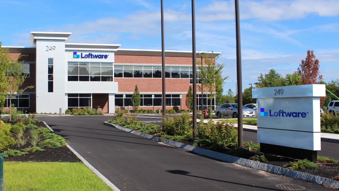 Loftware company headquarters building against a blue sky
