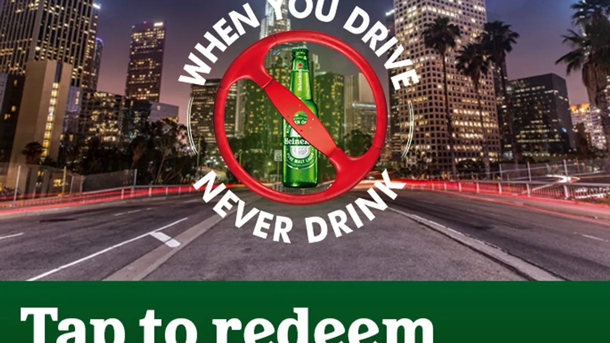 Image promoting Heineken's "When You Drink, Never Drive" campaign