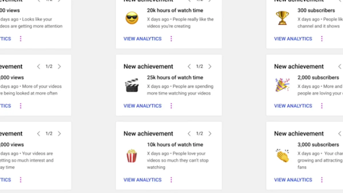 YouTube Achievement Cards