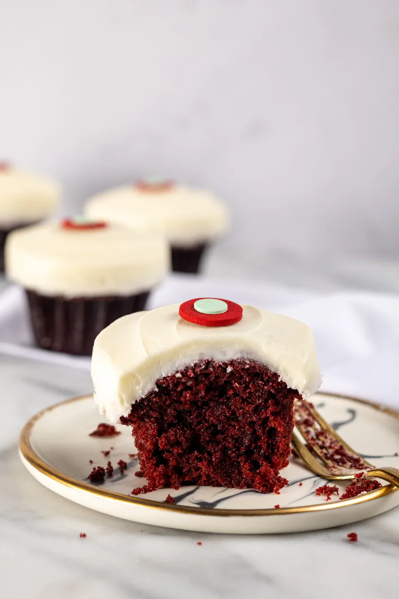 A photograph of red velvet cupcakes at Sprinkles