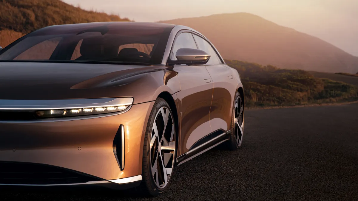 The exterior of a Lucid Air.