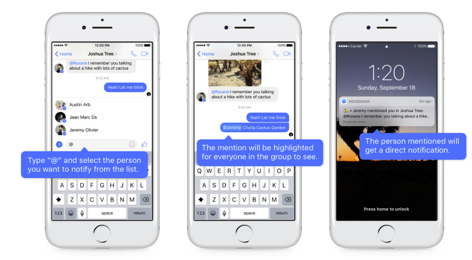 Facebook Messenger mentions