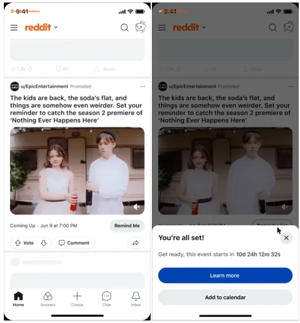 Reddit reminder ads
