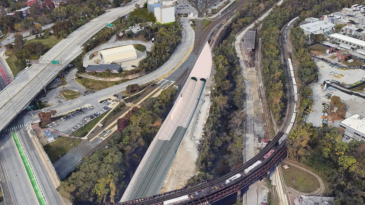 aerial view of the Frederick Douglass tunnel program project