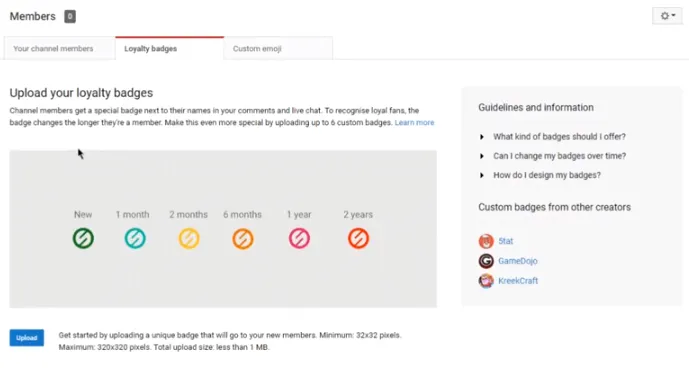 YouTube channel badges