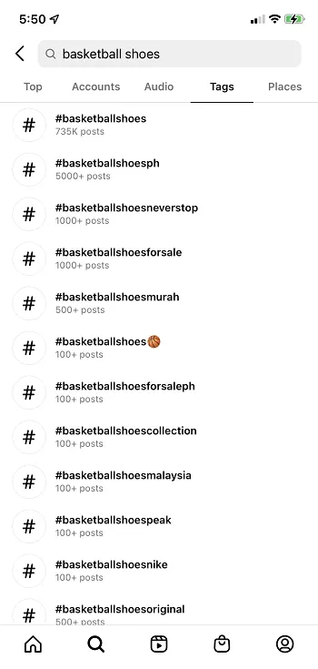 Instagram search example