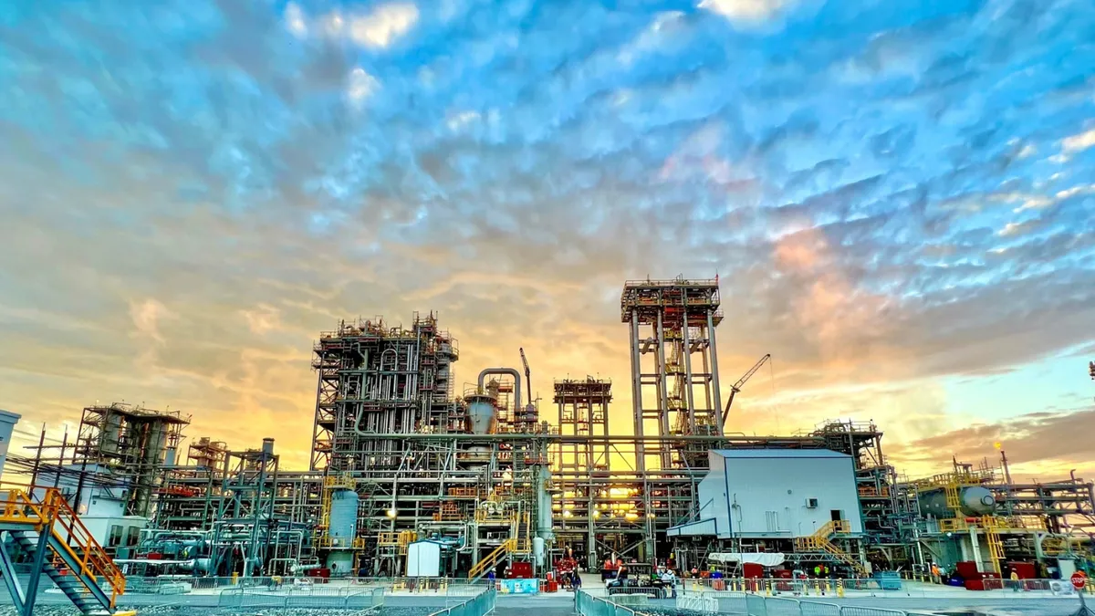 The construction phase of ExxonMobil's new plastics plant.