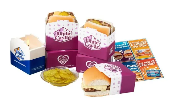 A spread of White Castle&#x27;s Love Kit offering for Valentine&#x27;s Day.