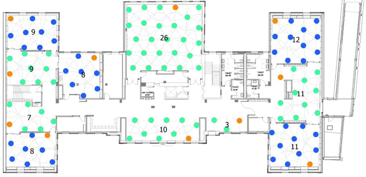 A screenshot of a planning tool used by cannon design to determine density in classroom spaces.