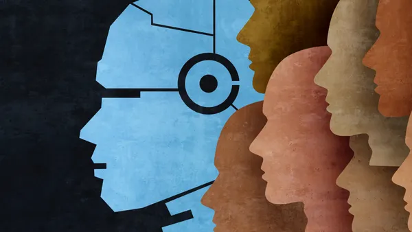 Humans as technology and Human Job integration as employees being guided by robots.