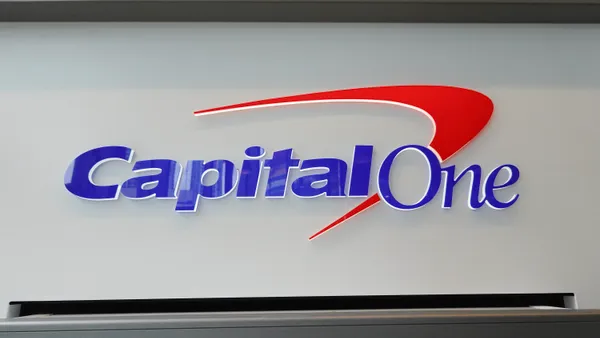 A sign above an ATM at a Capital One Café on February 19, 2024, in Miami, Florida.