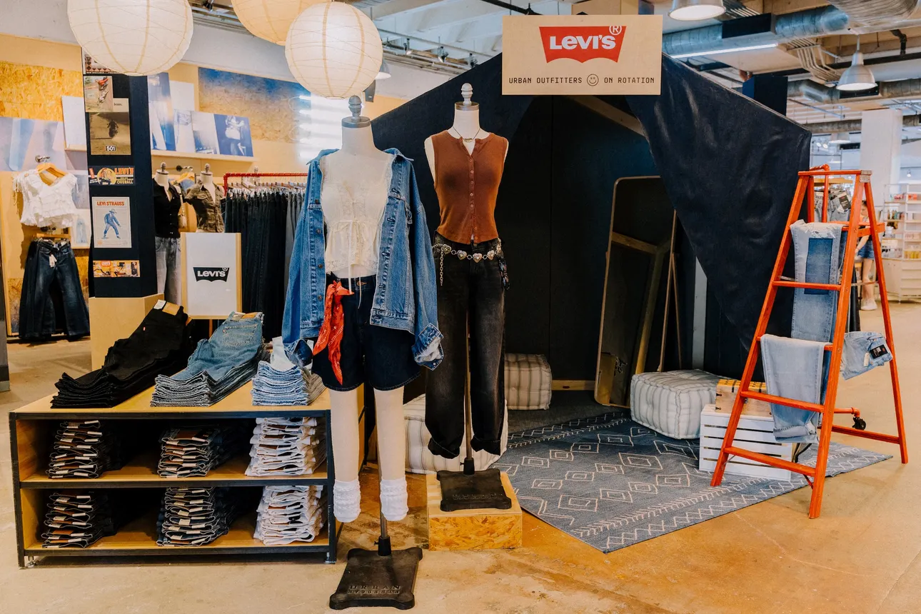 A Levi's display inside of an Urban Outfitters store
