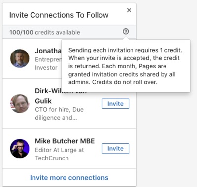 LinkedIn company page requests