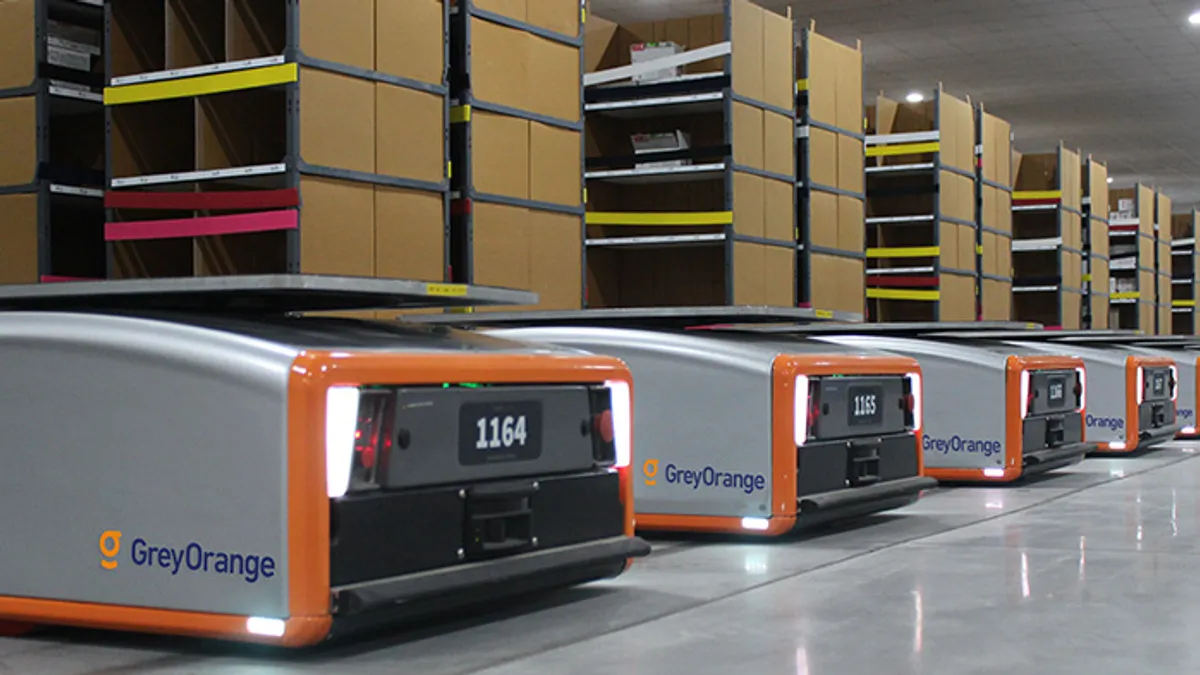 GreyOrange robotic pickers in a distribution center