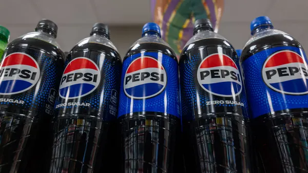 Bottles of Pepsi soda are displayed in a store on March 17, 2025 in New York City.