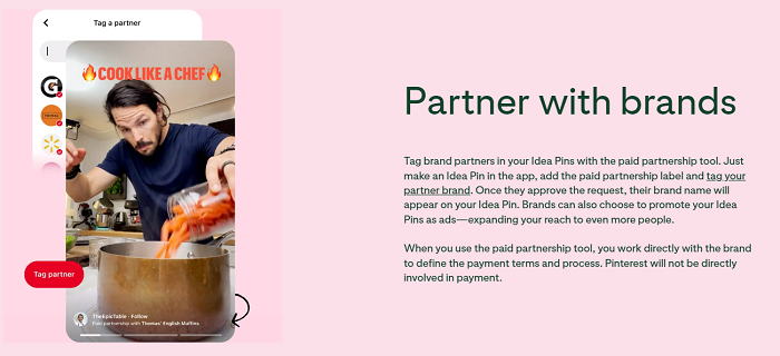 Pinterest paid partnership tool