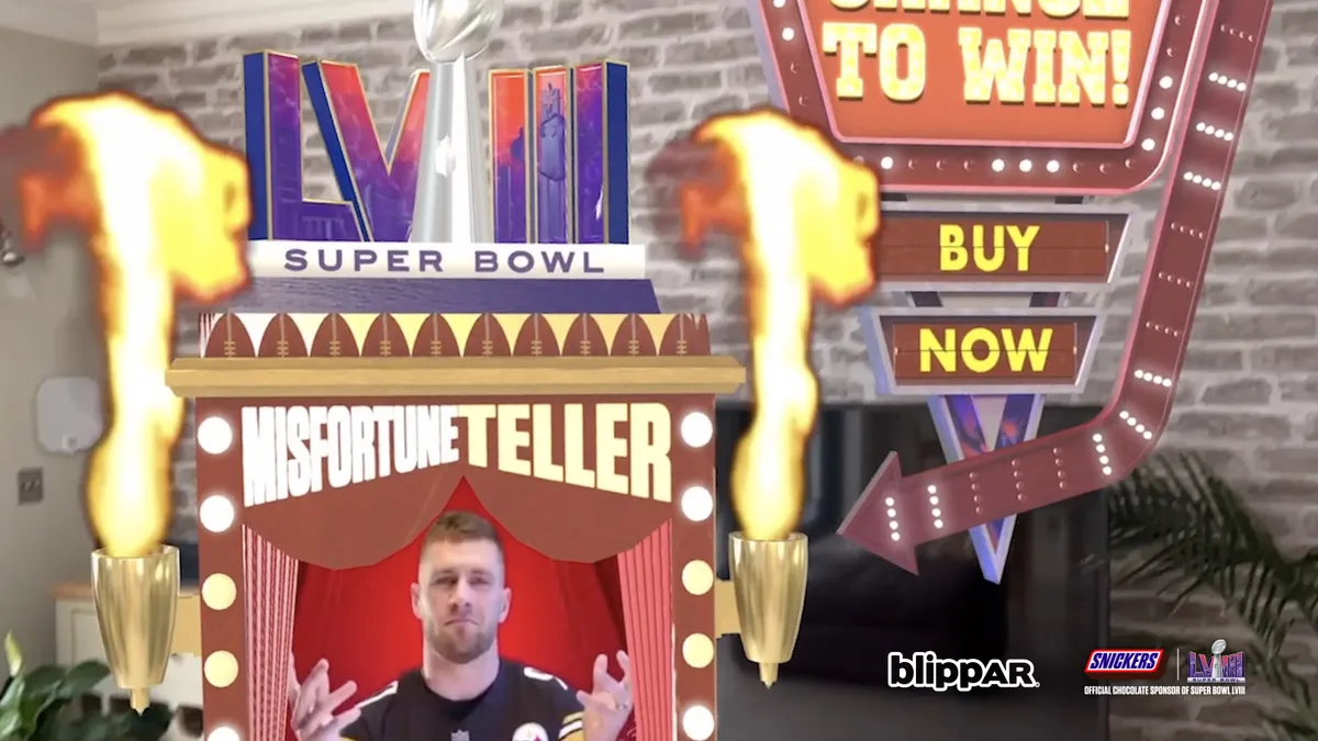 A preview of an AR experience by Snickers for the Apple Vision Pro around the Super Bowl.