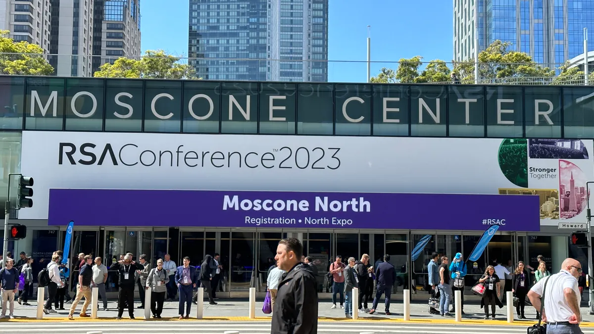 RSA Conference 2023 banner at Moscone Center in San Francisco on April 25, 2023.