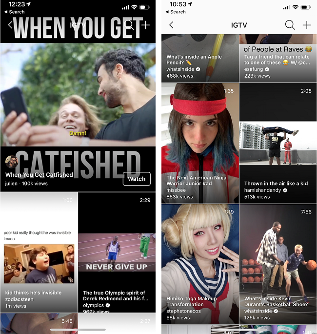 IGTV refresh screenshots