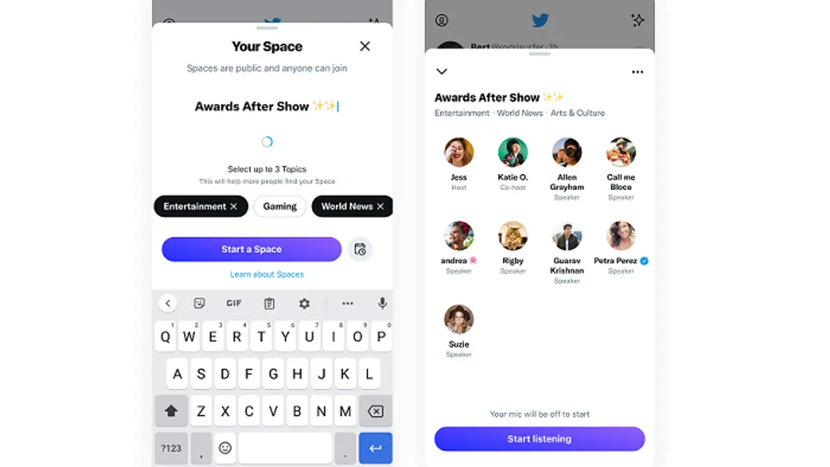 Twitter Spaces topics