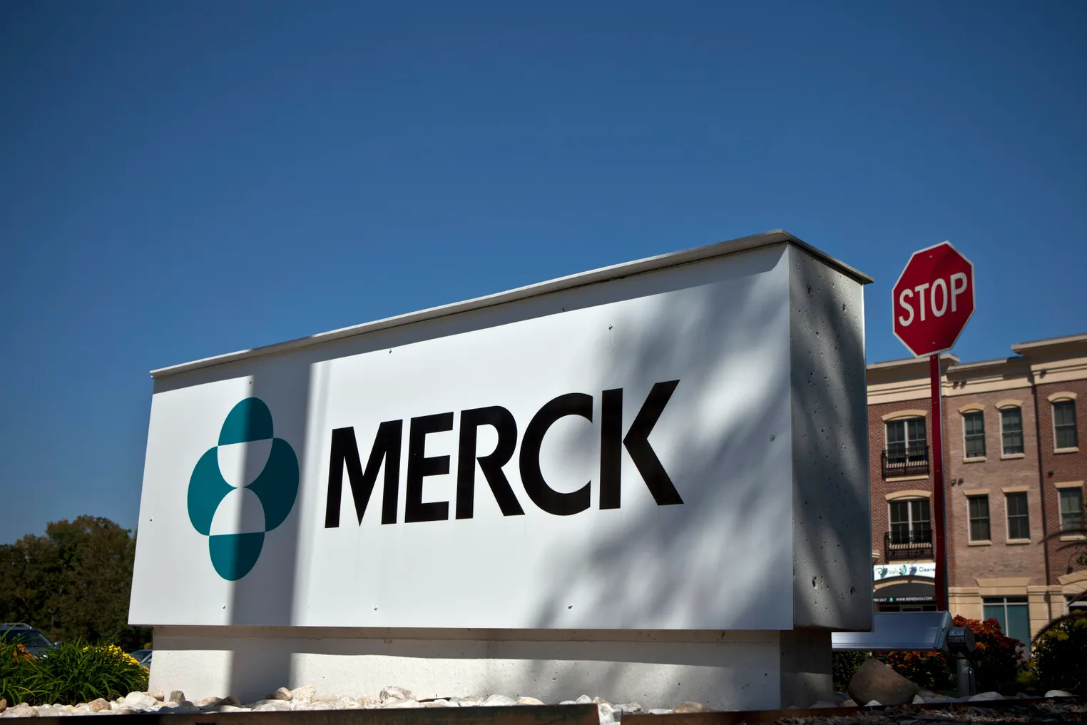The Merck & Co. sign at the company's building in Summit, New Jersey.
