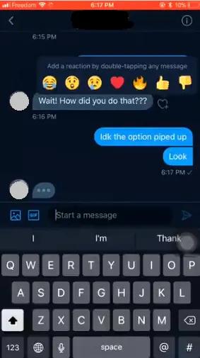 Twitter DM reactions