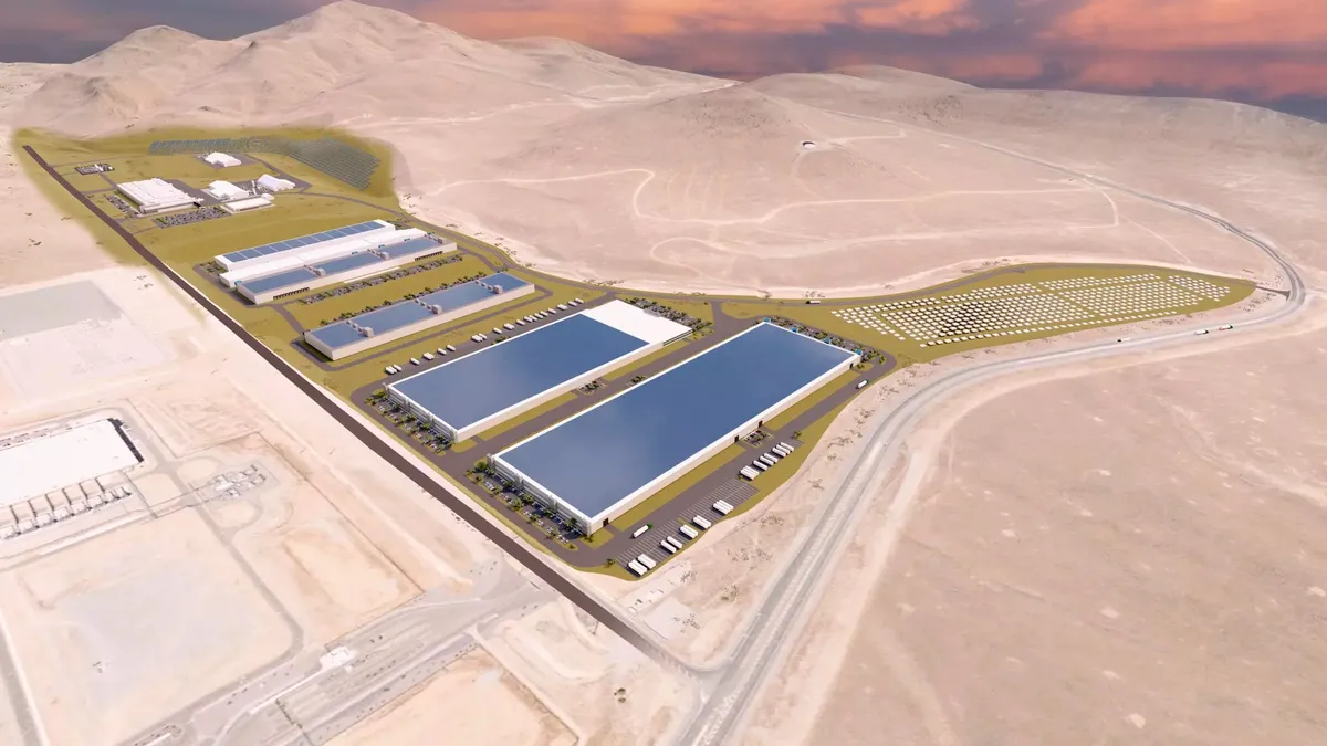 A rendering of Redwood Materials' expanded Nevada EV battery material manufacturing facility.