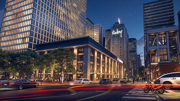 A rendering of a Ruby-branded hotel in Chicago.