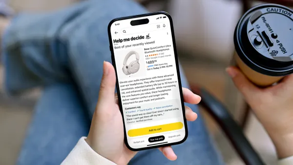 Amazon's Help Me Decide tool on a phone.