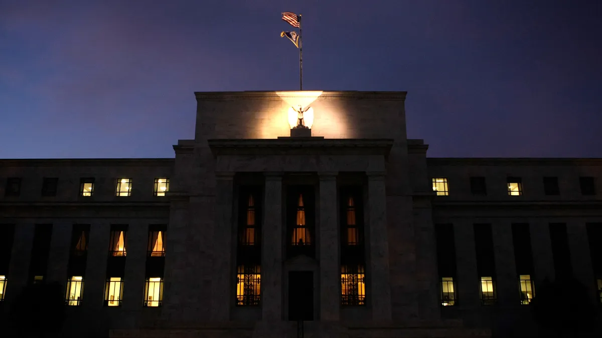 Federal Reserve building at night