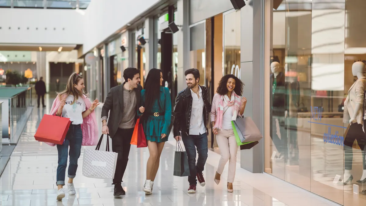 Group of friends shopping