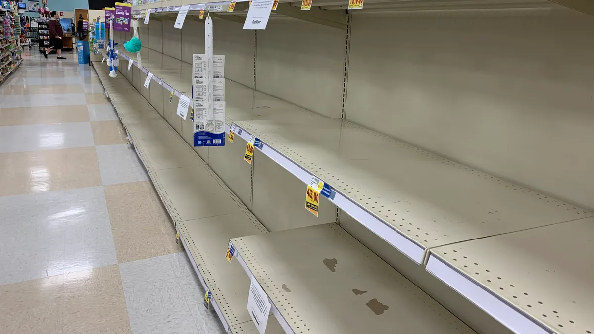 Empty shelves at Fred Meyer