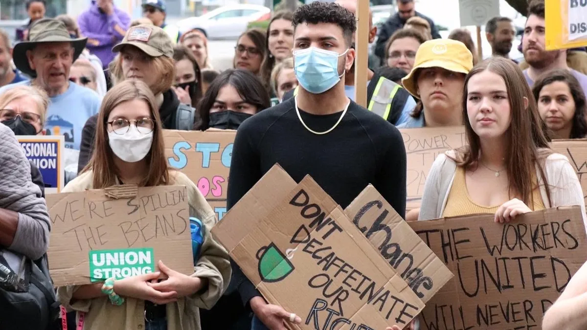 Unionized Starbucks workers strike