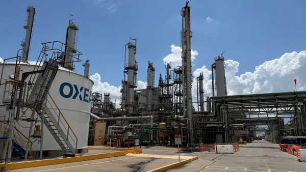 Towers seen outside a chemical plant.