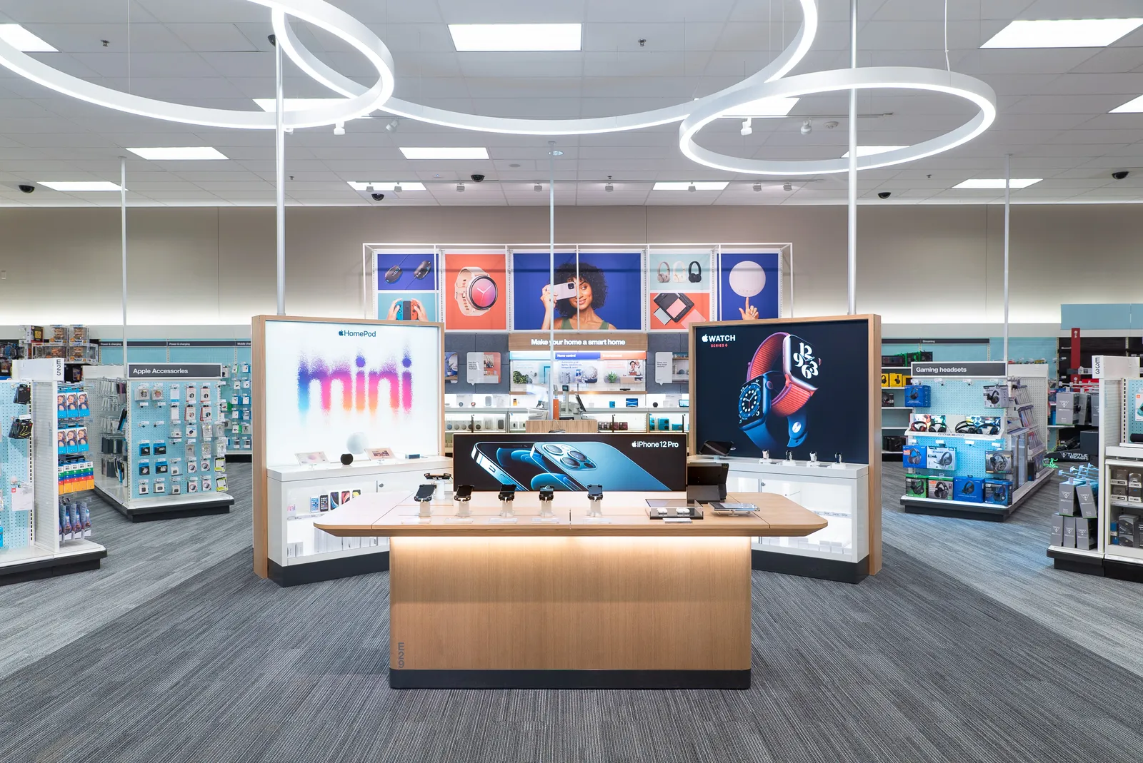 Target's remodeled store design, showing the electronics section.