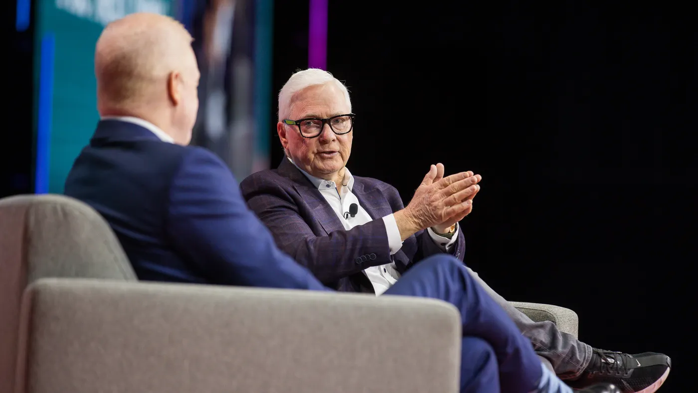Dick's executive chairman Ed Stack speaking during a panel with BJ's CEO Bob Eddy at the National Retail Federation's Big Show.