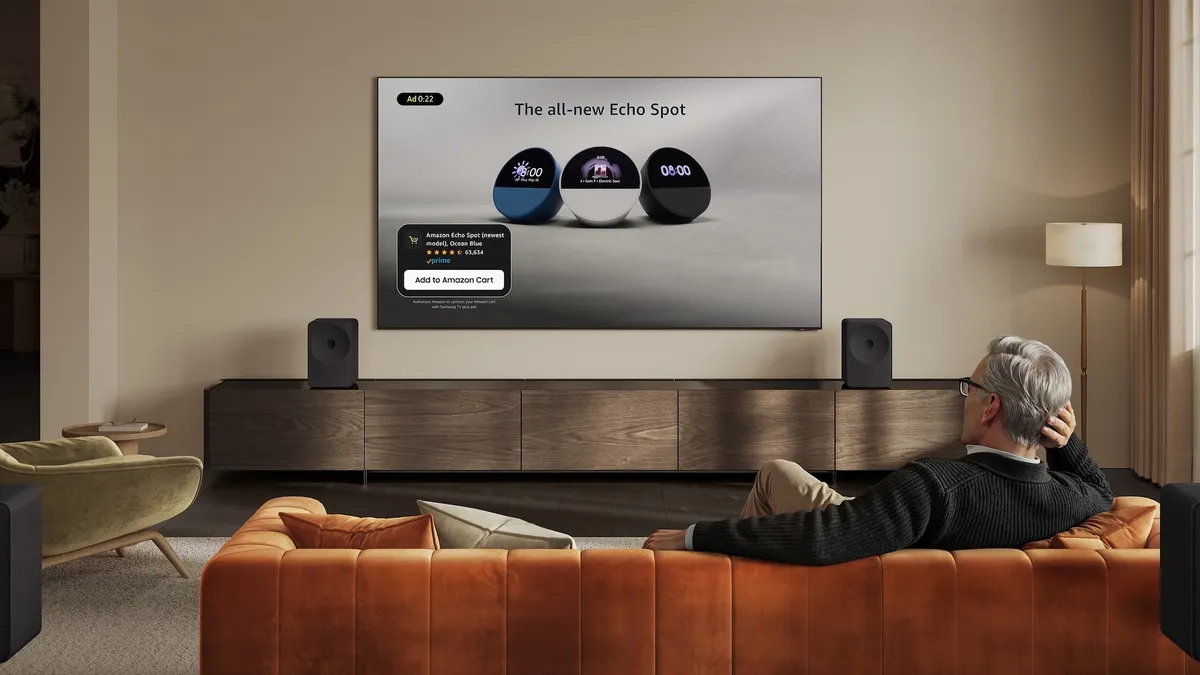 An interactive Amazon ad on a Samsung TV