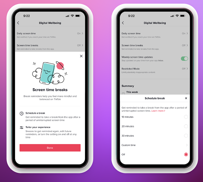 TikTok scheduled breaks
