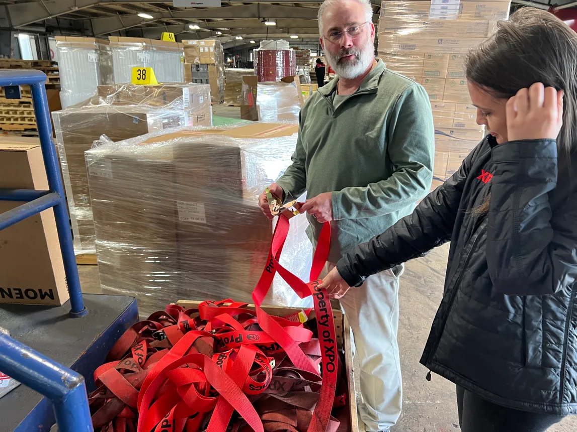 XPO Service Center Manager Chad Hilton credits COO David Bates with providing more ratchet straps to terminals to help workers secure freight.