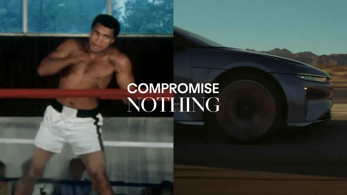 Lucid Motors' 'Compromise Nothing' campaign imagery featuring Muhammad Ali.