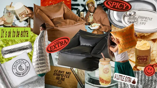 A collage of Chipotle-themed Urban Outfitters products