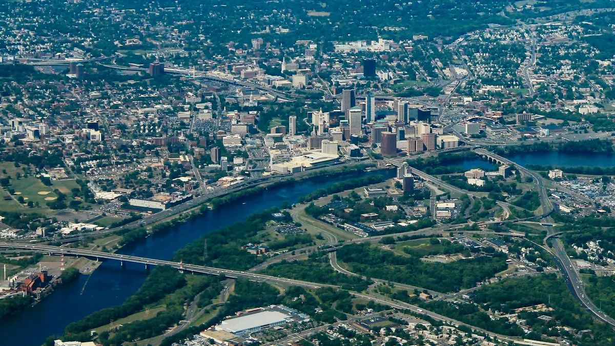 Aerial view of Hartford, Connecticut