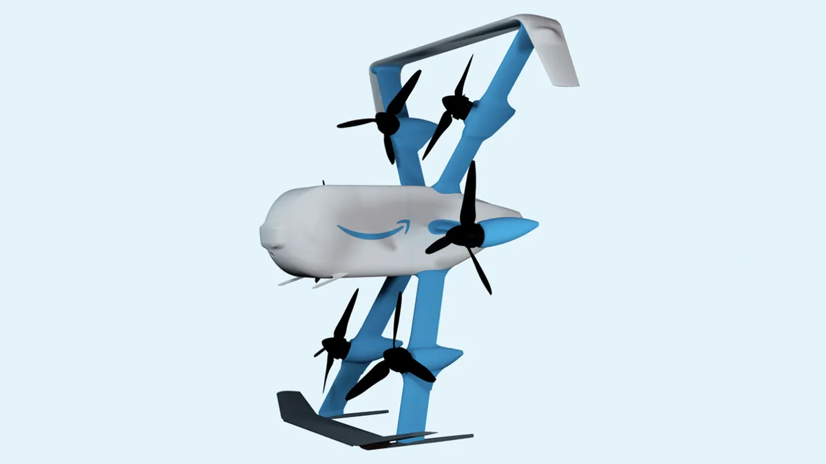 A 3D rendering of an Amazon MK30 drone.