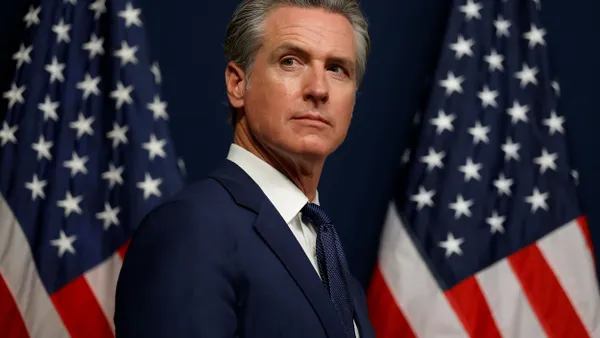California Gov. Gavin Newsom looks on during a bill signing event
