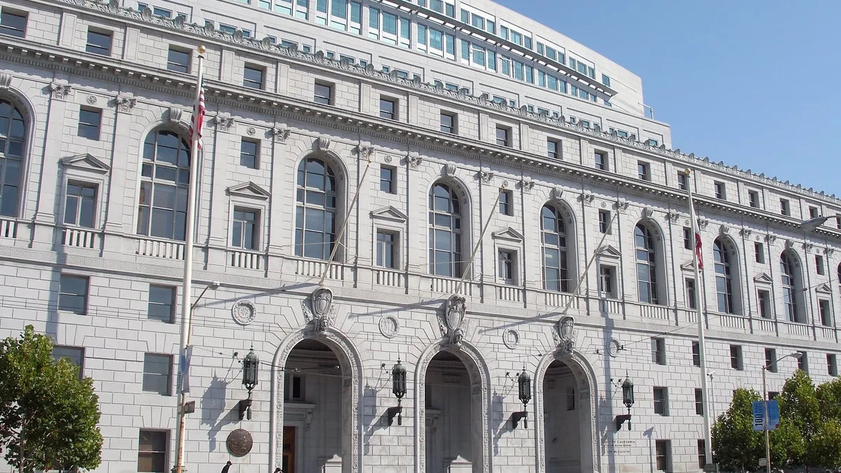 The exterior of the California Supreme Court building in San Francisco, CA.