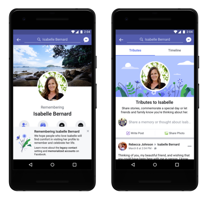 Facebook's new tributes section on profiles