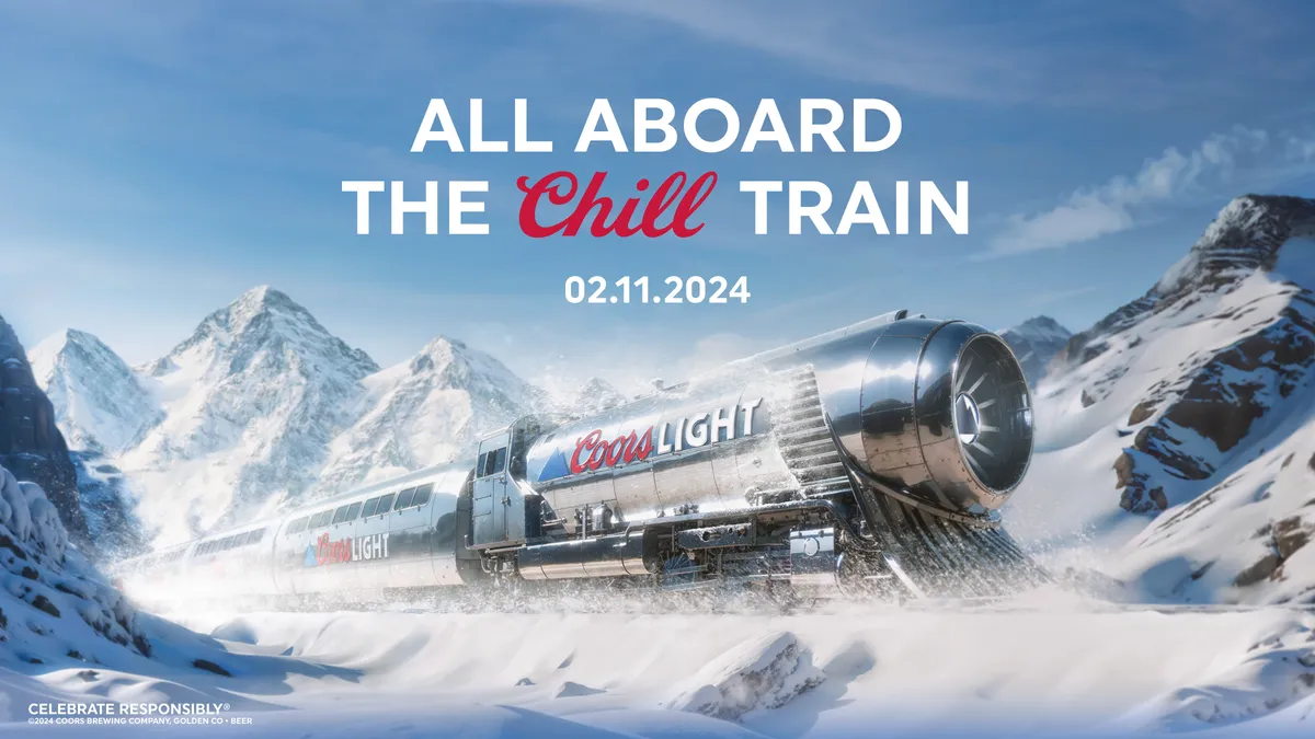 Coors Light's silver bullet train, pictured here, will return in the light beer brand's Super Bowl LVIII campaign