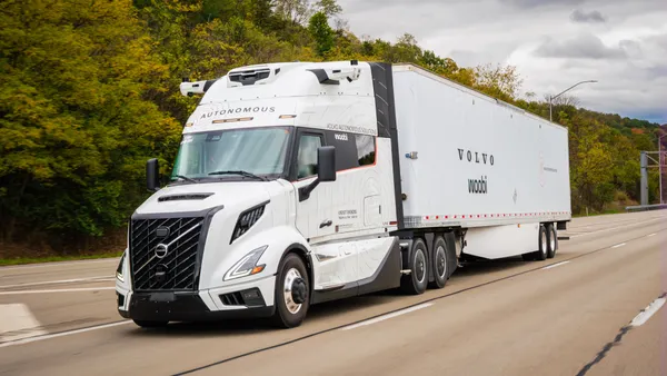 An autonomous truck on a roadway.