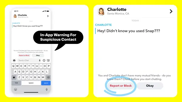 Snapchat warnings